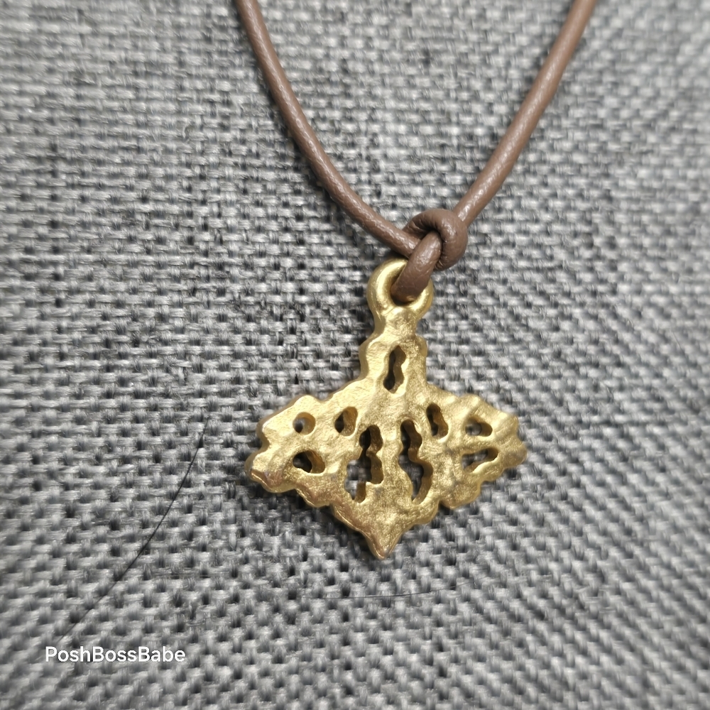 sachin and babi gold pendant on cord necklace - Picture 5 of 6